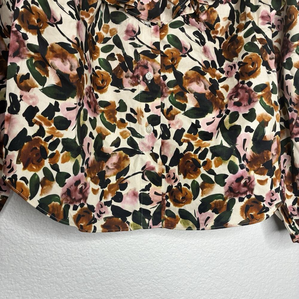 Something Navy Floral Ruffle Blouse in Cream XS NWT - Picture 6 of 13